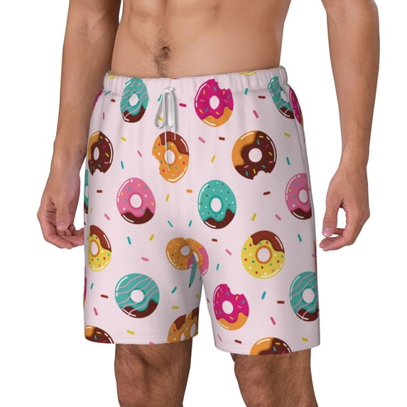 Picia Colorful Donuts pattern Mens Swim Trunks with Compression Liner Stretch Beach Shorts Quick Dry with Zipper Pockets No-Chafing Board Shorts-XX-Large