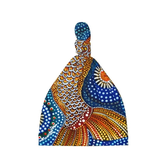 Picia Colorful Dot Art Fish Printed Preemie Hats for Baby Girls Cotton Premature Knot Hats Newborn Hospital Cap Warm Knot Beanie Nicu for Preemie Girls and Boys
