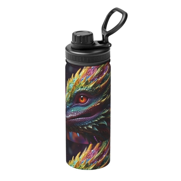 Picia Colorful Dragon Head Profile Pattern Water Bottle 18 oz Stainless Steel Insulated Bottles With Handle Leak Proof Gym Sport Water Jug BPA-free insulated kettle For Men Women Adults
