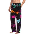 thumbnail image 1 of Picia Colorful Dragonflies Mens Soft Woven Cotton Elastic Waistband Sleep Pajama Pant Lounge Sleep Pant With Pockets And Drawstring-Large, 1 of 9