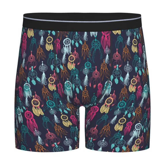 Picia Colorful Dreamcatcher1 Pattern Men's Athletic Long Leg Briefs , Performance Stretch Underwear，Moisture-Wicking
