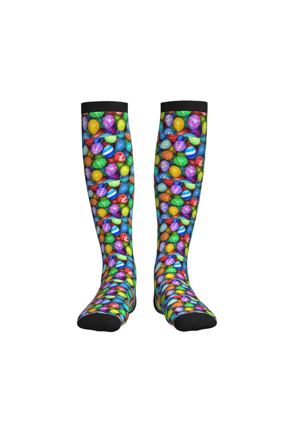 Colorful Easter Eggs1 Printed Sports Compression Socks - 15-20mmHg Graduated Compression, High-Performance Soft and Breathable Socks for Men and Women