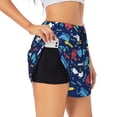 thumbnail image 1 of Picia Colorful Excavator Pattern Women's 2 in 1 Athletic Running Shorts High Waisted Workout Casual Gym Sweat Shorts with Comfy Liner Zipper Pockets-Large, 1 of 9