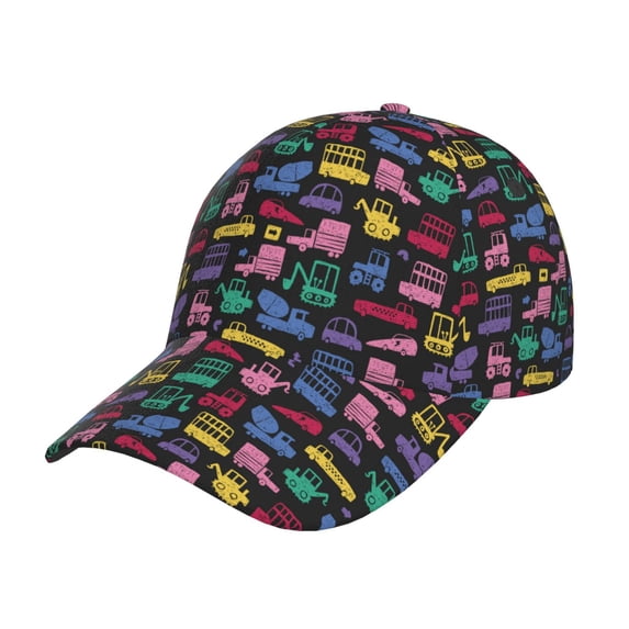 Picia Colorful Excavator pattern Trucker Low Profile Hat Men Women Baseball Cap Dad Hat Adjustable Unconstructed Plain Cap