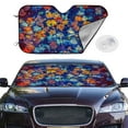 thumbnail image 1 of Picia Colorful Fall Leaves Curved Windshield Sunshade Accordion Folding Style Auto Shade for Car Truck SUV Van Blocks UV Ray Sun Visor Protector -Small, 1 of 7