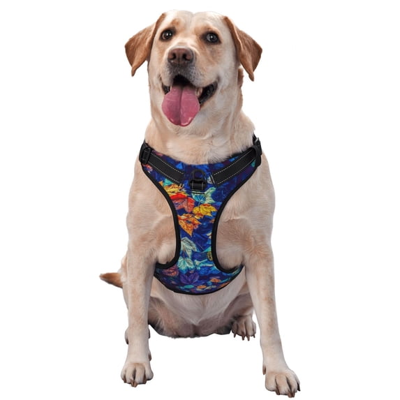 Picia Colorful Fall Leaves No-Pull Dog Harness Reflective Front Clip Vest with Handle,Step-in Air Dog Harness,Adjustable 2 Metal Rings 4 Buckles,Easy to Put on & Take Off