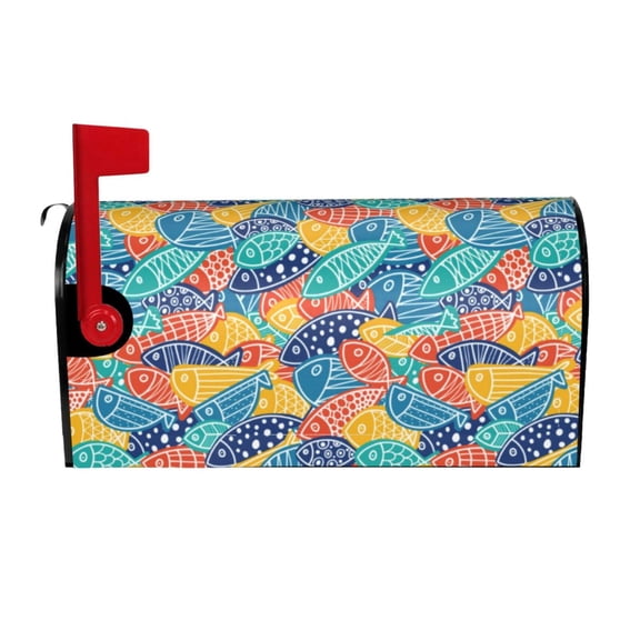 Picia Colorful Fish 1 Magnetic Mailbox Cover Standard Size-21x18 in