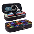 thumbnail image 1 of Picia Colorful Floral Pattern Large Capacity PU Leather Pencil Case Organizer Pen Marker Holder Double Zipper Storage Bag Big Pencil Pouch for College Office, 1 of 6