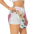 thumbnail image 1 of Picia Colorful Flowers Pattern Women's 2 in 1 Athletic Running Shorts High Waisted Workout Casual Gym Sweat Shorts with Comfy Liner Zipper Pockets-Large, 1 of 9