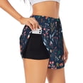 thumbnail image 1 of Picia Colorful Flowers Pattern Women's 2 in 1 Athletic Running Shorts High Waisted Workout Casual Gym Sweat Shorts with Comfy Liner Zipper Pockets-XX-Large, 1 of 9