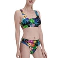 thumbnail image 1 of Picia Colorful Flowers Women's High Waisted Bikini Scoop Neck Swimsuit Two Pieces Bathing Suit-X-Large, 1 of 8