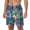 thumbnail image 1 of Picia Colorful Flowers pattern Mens Swim Trunks with Compression Liner Stretch Beach Shorts Quick Dry with Zipper Pockets No-Chafing Board Shorts-, 1 of 9