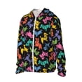 thumbnail image 1 of Picia Colorful Geometric Dog Women's Men's UPF 50+ Sun Protection Hoodie Shirt Long Sleeve SPF Fishing Outdoor UV Hiking Lightweight Shirts-Medium, 1 of 9