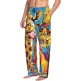 thumbnail image 1 of Picia Colorful Giraffes with Drinks Mens Soft Woven Cotton Elastic Waistband Sleep Pajama Pant Lounge Sleep Pant With Pockets And Drawstring-X-Large, 1 of 9