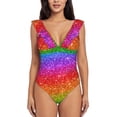 thumbnail image 1 of Picia Colorful Glitter Blooming Jelly Womens Tummy Control Bathing Suits Slimming Ruffle Swimsuit One Piece Lace Swimwear-, 1 of 8
