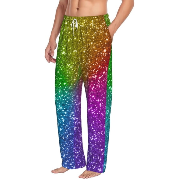 Picia Colorful Glitter Mens Soft Woven Cotton Elastic Waistband Sleep Pajama Pant Lounge Sleep Pant With Pockets And Drawstring-X-Large