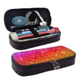 thumbnail image 1 of Picia Colorful Glitter Pattern Large Capacity PU Leather Pencil Case Organizer Pen Marker Holder Double Zipper Storage Bag Big Pencil Pouch for College Office, 1 of 6
