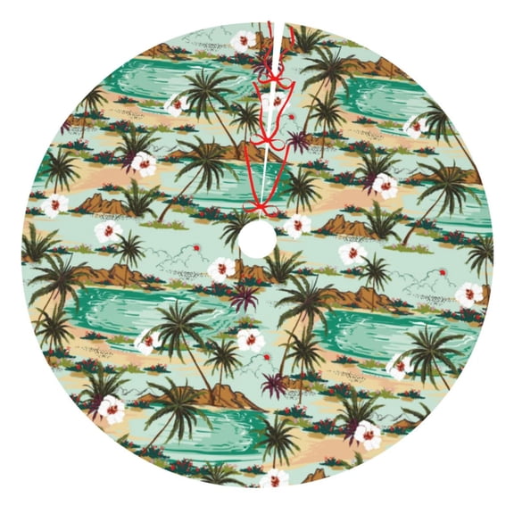 Picia Colorful Hawaii Palms Print Christmas Tree Skirt , Christmas Tree Skirt Ornaments for Merry Christmas Holiday Party Decorations Indoor Outdoor-30"