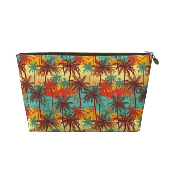 Picia Colorful Hawaii Palms Printed Leather Travel Toiletry Bag,Cosmetic Organizer, Makeup Travel Bag, Durable Travel Pouch, Compact Toiletry Bag, Travel Accessories