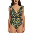 thumbnail image 1 of Picia Colorful Hippie Blooming Jelly Womens Tummy Control Bathing Suits Slimming Ruffle Swimsuit One Piece Lace Swimwear-, 1 of 8