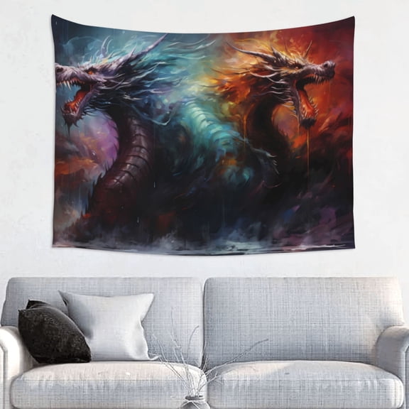 Picia Colorful Ink Style Dragon Pattern Tapestry-Tapestries for Bedroom Living Room Dorm(29x37")