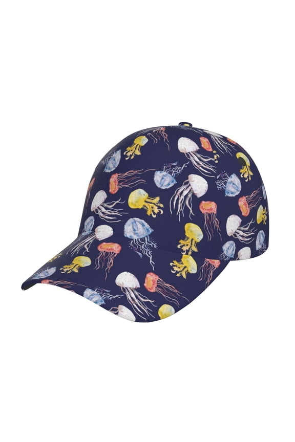 Colorful Jellyfish pattern Trucker Low Profile Hat Men Women Baseball Cap Dad Hat Adjustable Unconstructed Plain Cap