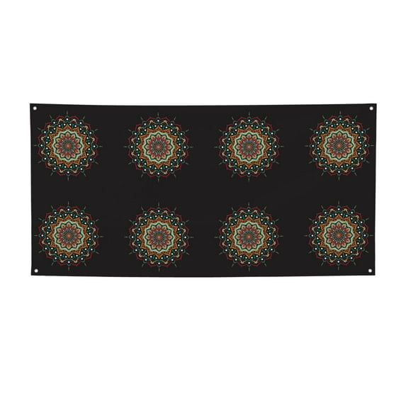Picia Colorful Mandala Pattern Party Banner, Festive Decoration, Holiday Banner, Celebration Decor, Event Banner, Reusable Party Banner-Medium