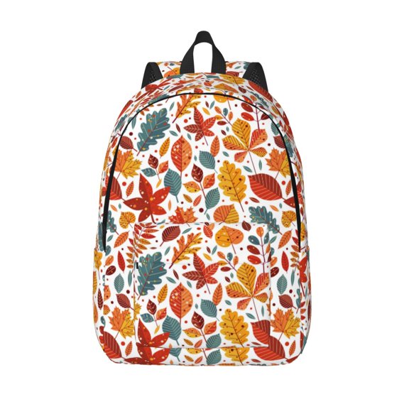 Picia Colorful Maple Leaves Printed Canvas Daypack - Stylish and Durable Vintage Compact Backpack - Class, Work, Travel, or Laptop Bookbag,Organized Compartments-Small