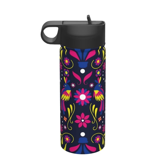 Picia Colorful Mexican Pattern 18oz Sports Insulated Kettle With Straw Insulated Water Bottle For Running Hiking Cycling Climbing Men'S Woman Insulated Water Bottle