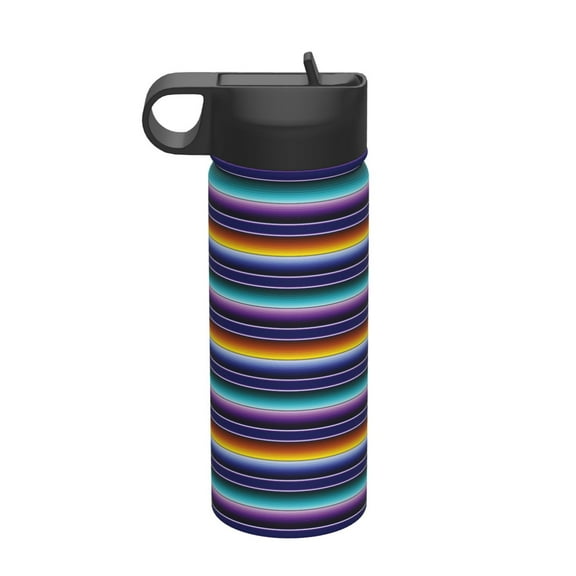 Picia Colorful Mexican Stripes Pattern 18oz Sports Insulated Kettle With Straw Insulated Water Bottle For Running Hiking Cycling Climbing Men'S Woman Insulated Water Bottle