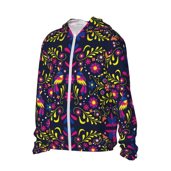 Picia Colorful Mexican Women's Men's UPF 50+ Sun Protection Hoodie Shirt Long Sleeve SPF Fishing Outdoor UV Hiking Lightweight Shirts-Small
