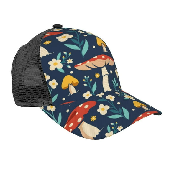 Picia Colorful Mushrooms Pattern Trucker Hat,Baseball Cap,Sun Protection Cap,Stylish Headwear,Leisure Cap,Outdoor Sports Cap