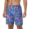 thumbnail image 1 of Picia Colorful Mushrooms pattern Mens Swim Trunks with Compression Liner Stretch Beach Shorts Quick Dry with Zipper Pockets No-Chafing Board Shorts-Large, 1 of 9