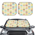 thumbnail image 1 of Picia Colorful Mustache 2 Piece Car Windshield Sun Shade Foldable | Foldable Sun Shield for Front Window Blocks UV Rays and Keeps Your Vehicle Cool-Small, 1 of 1