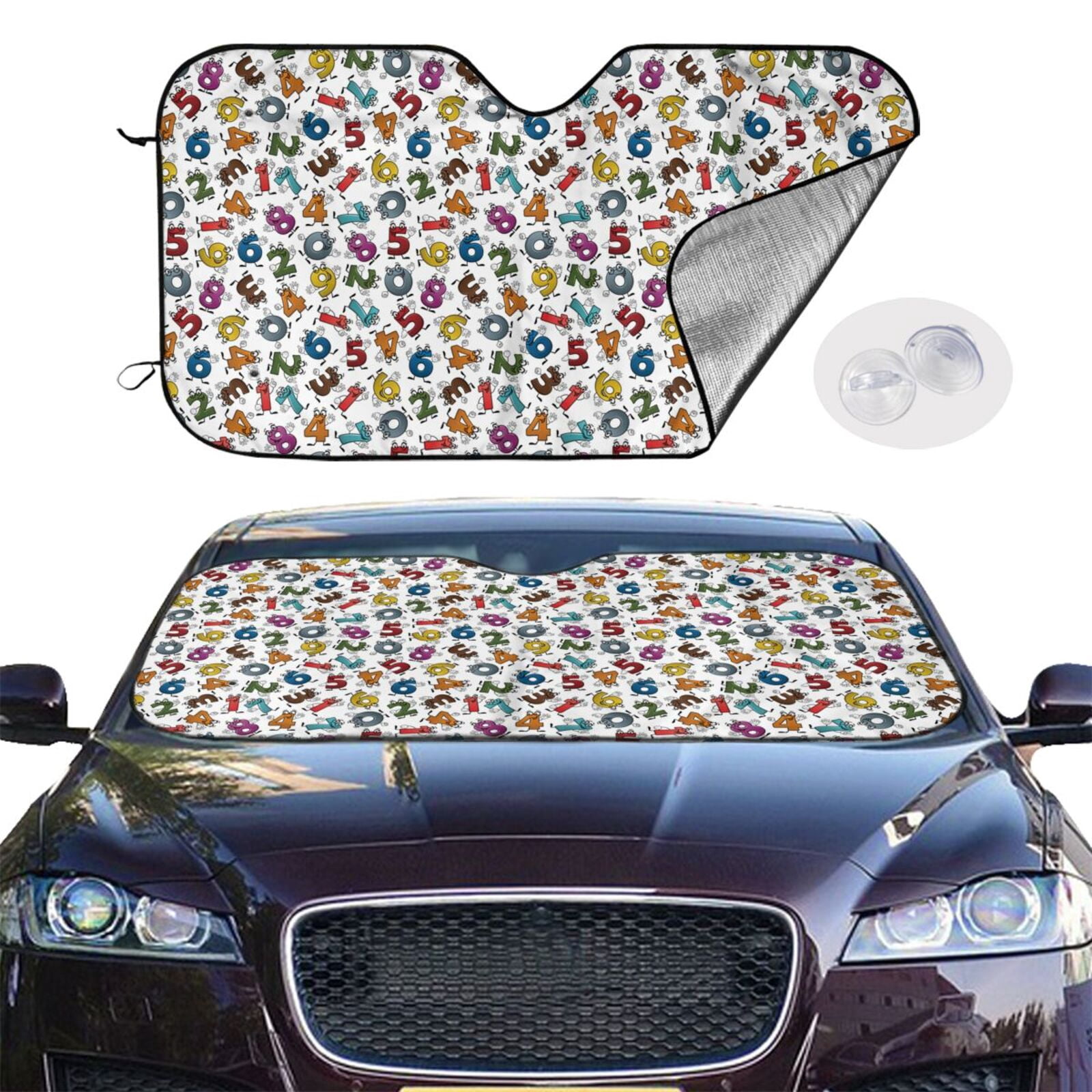 Picia Colorful Numbers Curved Windshield Sunshade Accordion Folding ...