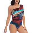 thumbnail image 1 of Picia Colorful Ocean Sea Turtle Pattern Women's One Piece Swimsuits,One Shoulder Swimwear Asymmetric ,Ruffle Monokinis Bathing Suits,High Waisted Flattering Bathing Suits-X-Large, 1 of 8