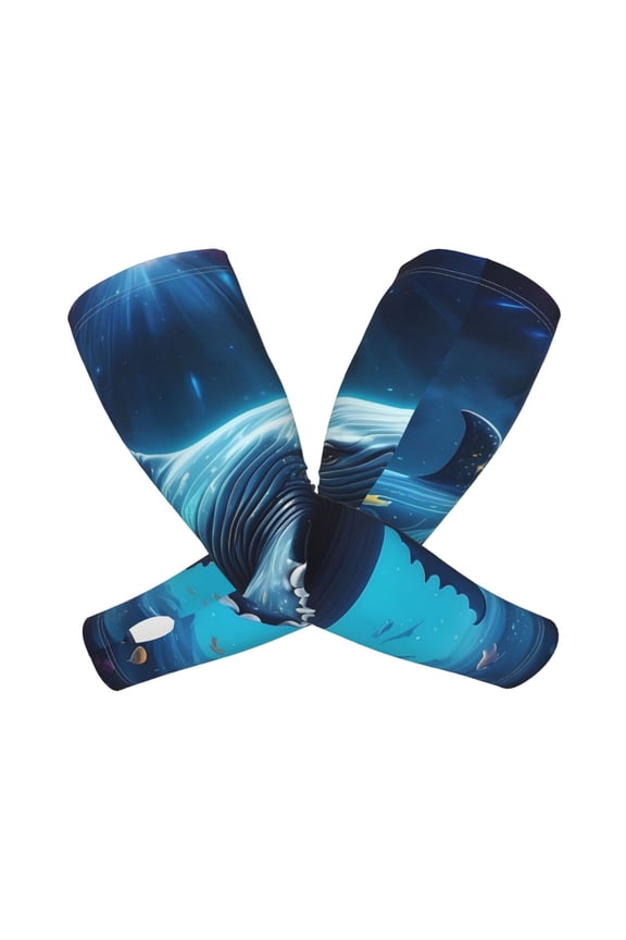 Colorful Ocean Whale Arm Sleeves for Men and Women - Tattoo Cover Up UPF 50+ Cooling Sports Sleeve for Basketball Golf Football-One Size
