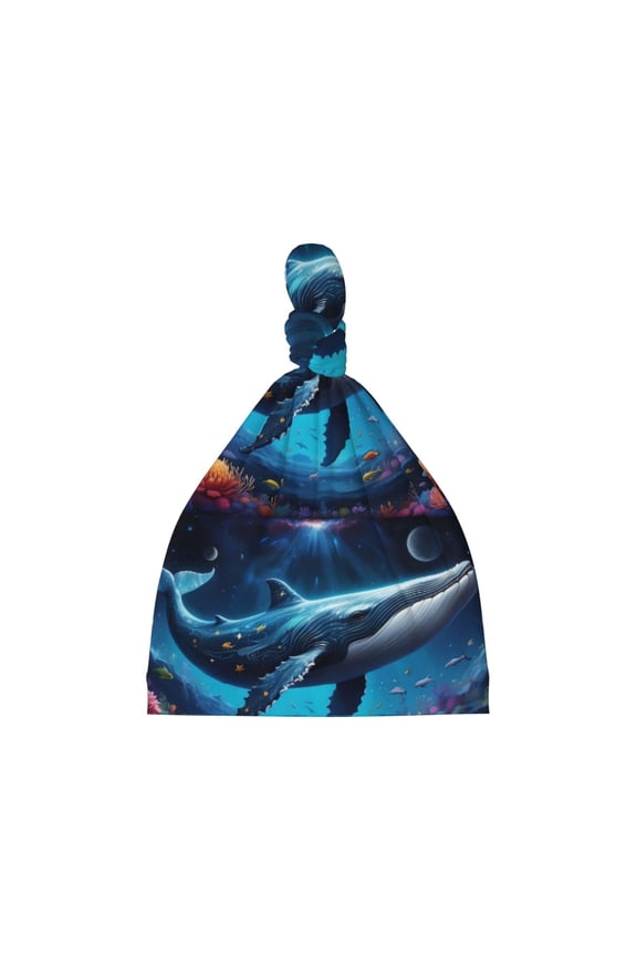 Colorful Ocean Whale Printed Preemie Hats for Baby Girls Cotton Premature Knot Hats Newborn Hospital Cap Warm Knot Beanie Nicu for Preemie Girls and Boys