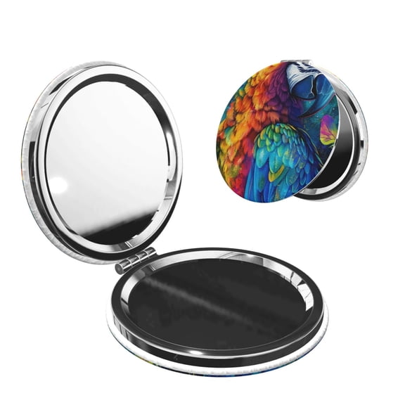 Picia Colorful Parrot Jungle Dream for Compact Vanity Mirror , Travel Makeup Mirror , Portable Magnifying Cosmetic Mirror for Daily, Work, Business-Round Shape