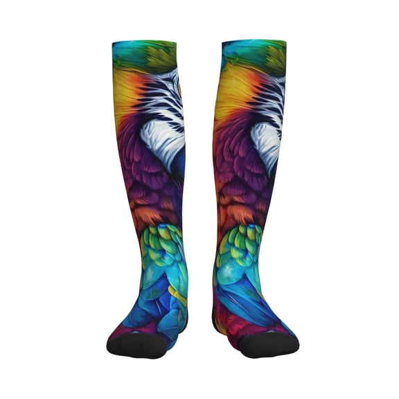 Picia Colorful Parrot Jungle Dream Printed Sports Compression Socks - 15-20mmHg Graduated Compression, High-Performance Soft and Breathable Socks for Men and Women
