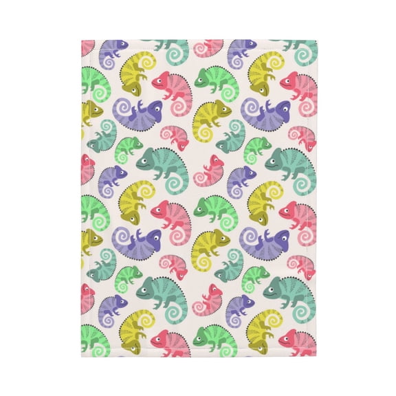 Picia Colorful Pattern With Cute Chameleons Pattern Baby Soft Dot Blanket with Silky Satin Backing Baby Gifts for Boys and Girls (30" x 40")