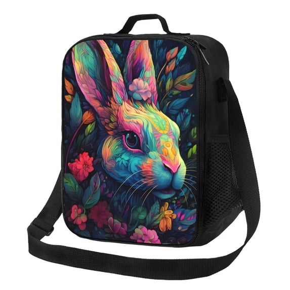 Picia Colorful Patterned Rabbit Lunch box Lunch bag for men women Large capacity Lunchbox Reusable Lunch bags Insulated Lunch bag Lunch box cooler