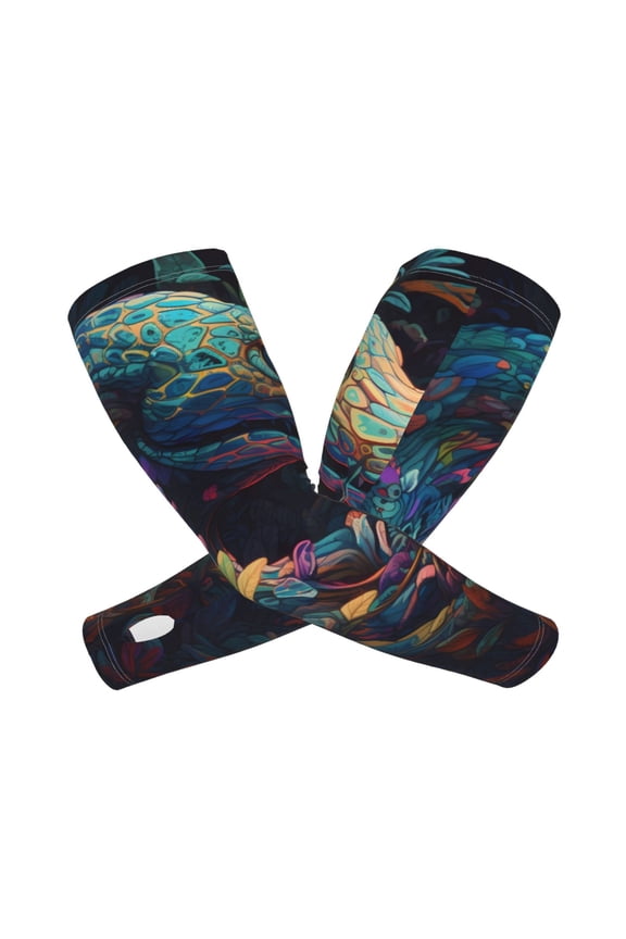 Colorful Patterned Snake Arm Sleeves for Men and Women - Tattoo Cover Up UPF 50+ Cooling Sports Sleeve for Basketball Golf Football-One Size