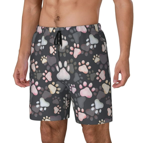 Picia Colorful Paws Of Dog pattern Mens Swim Trunks with Compression Liner Stretch Beach Shorts Quick Dry with Zipper Pockets No-Chafing Board Shorts-Medium