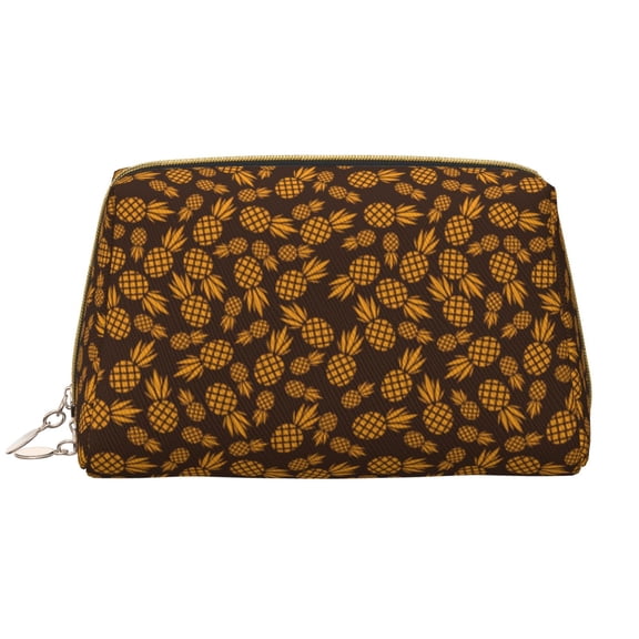 Picia Colorful Pineapple Print Leather Makeup Bag Make Up Bag Travel Toiletry Bag for Her Girlfriend Teacher Teen Girl Gifts