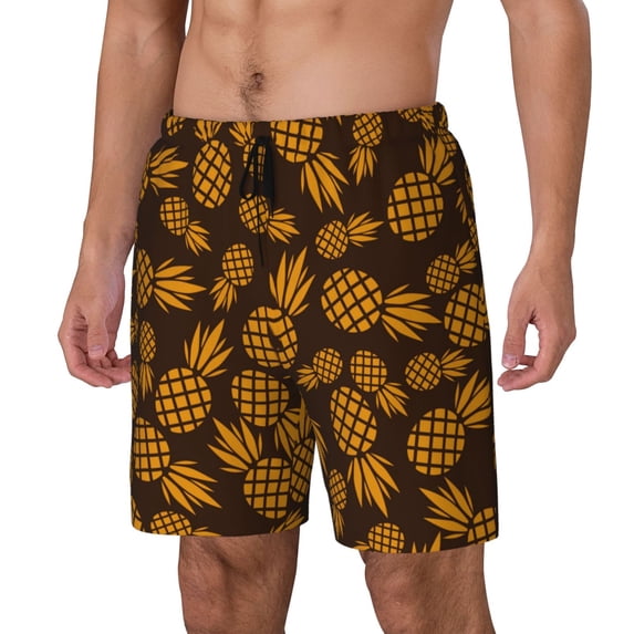 Picia Colorful Pineapple pattern Mens Swim Trunks with Compression Liner Stretch Beach Shorts Quick Dry with Zipper Pockets No-Chafing Board Shorts-3X-Large