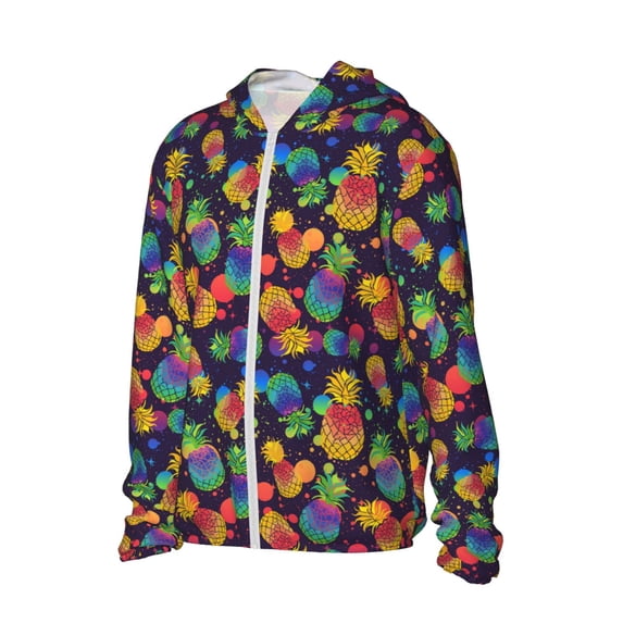 Picia Colorful Pineapples1 Women's Men's UPF 50+ Sun Protection Hoodie Shirt Long Sleeve SPF Fishing Outdoor UV Hiking Lightweight Shirts-Medium