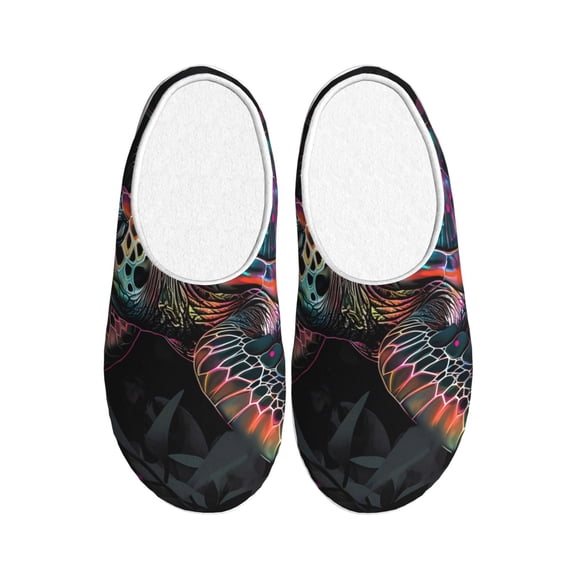 Picia Colorful Plant Turtle A for Women's Lamb-hug Comfy Fleece House Slippers Memory Foam, Slip-on House Shoes Indoor Outdoor-42/43