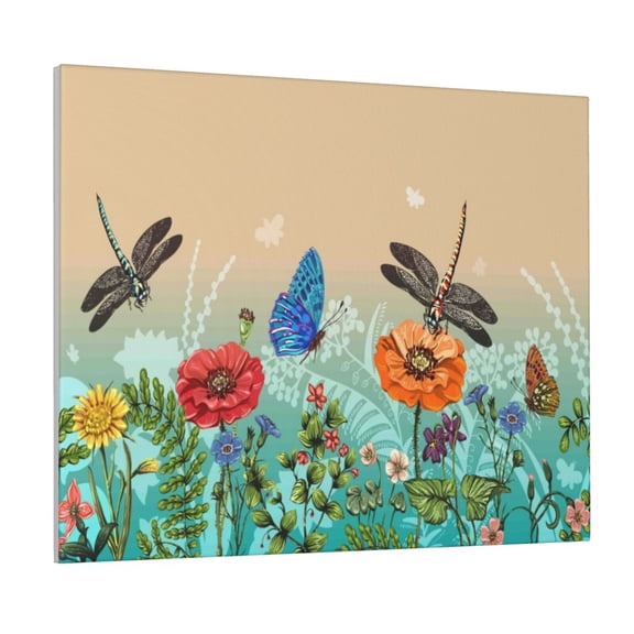 Picia Colorful Plants And Insects Pattern Decorative Picture – Unique Wall Art, Modern Canvas Print for Trendy Interiors (Horizontal)