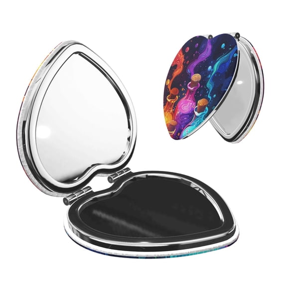 Picia Colorful Potion Bottles Magic for Compact Vanity Mirror , Travel Makeup Mirror , Portable Magnifying Cosmetic Mirror for Daily, Work, Business-Heart Shape